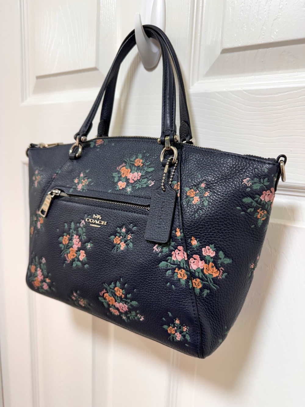 Coach Prairie Satchel Crossbody Rose Bouquet Midnight Floral Leather - Picture 4 of 14